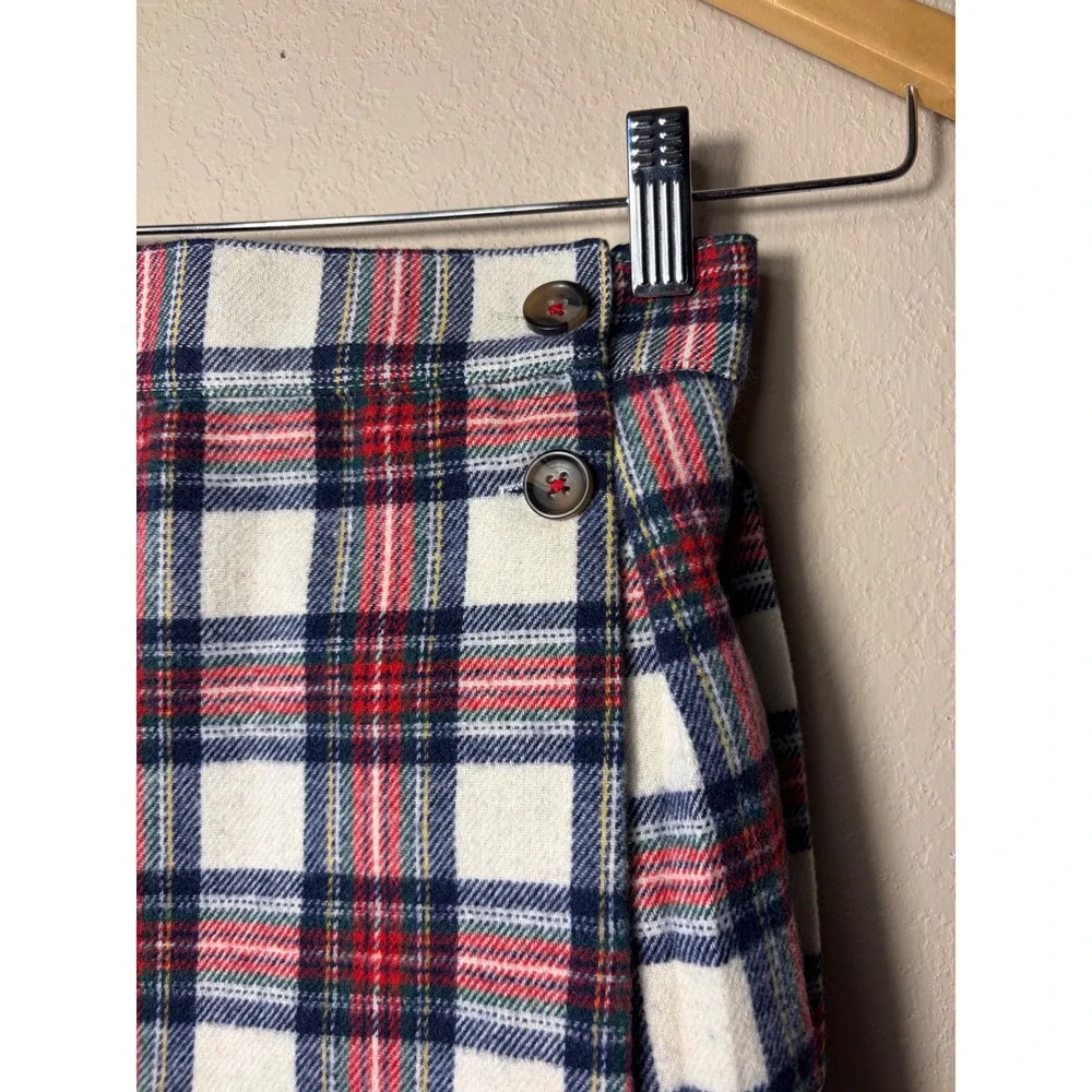 Mini Boden Girls Red White Blue Plaid Wool Blend Pleated Kilt Skirt Size 7-8Y